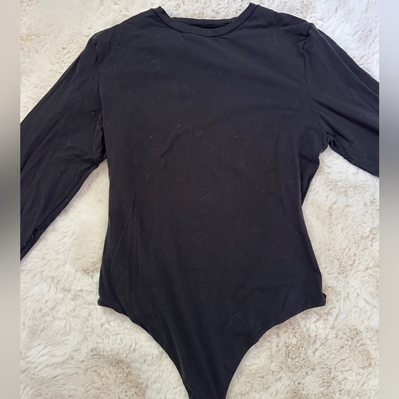 SKIMS Tops - SKIMS black long sleeve thong bodysuit, size large